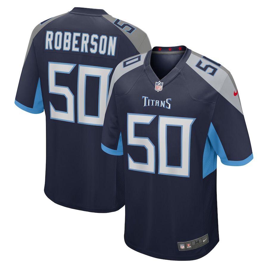 Men Tennessee Titans #50 Derick Roberson Nike Navy Game NFL Jersey